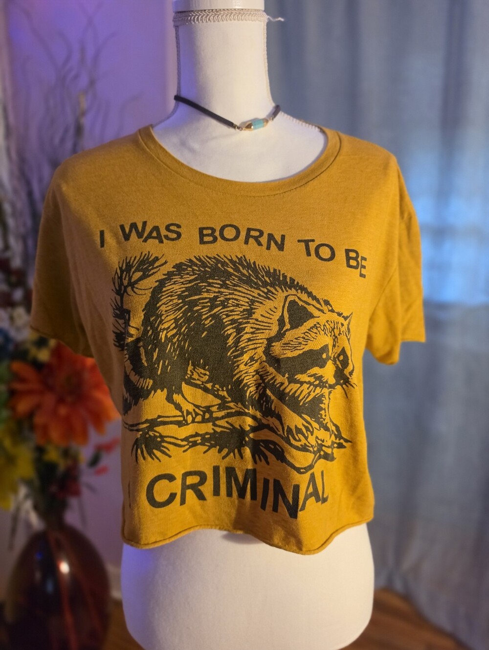 "I Was Born to be A Criminal" Graphic Crop Top